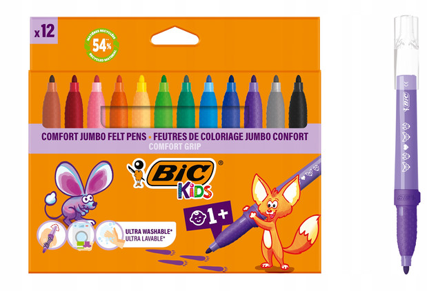 Flamastry Kids Comford Jumbo 12 kolorów BIC