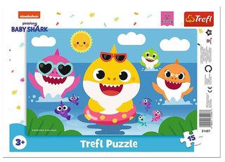 Puzzle Ramkowe 15 Układanka Rekiny BABY SHARK Rekin Ryby Morze 3+ Trefl