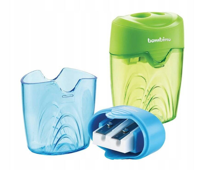 Temperówka Szkolna Podwójna Z Pojemnikiem Manualna Biurowa Bambino