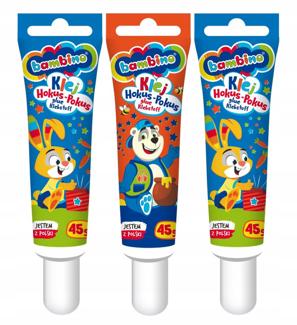 3x Klej Biały Hokus Pokus w Tubie 45g Bambino