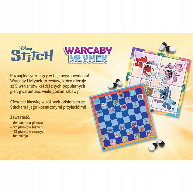 Gra planszowa Warcaby i Młynek Lilo & Stitch Trefl 02799