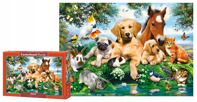 Puzzle 500 Układanka Koty Psy Konie ZWIERZĘTA DOMOWE Ptaki Zające 9+ Castor