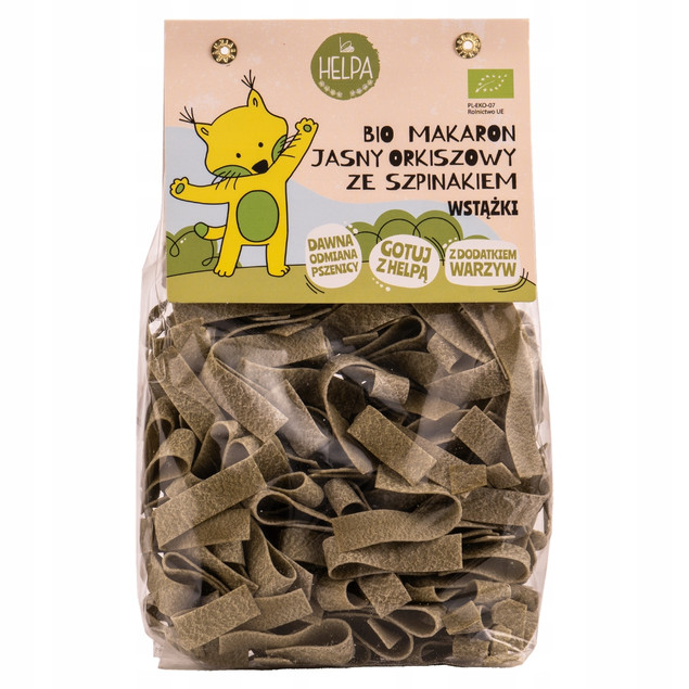 Bio Makaron Jasny Orkiszowy ze Szpinakiem Wstążki 250 g