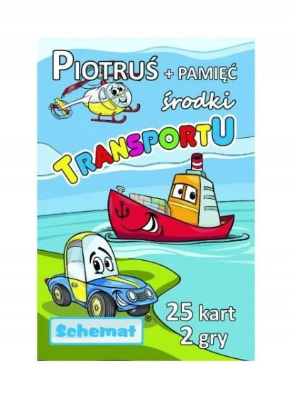 Rozłożone karty do gry Pojazdy Memo i Piotruś Pan