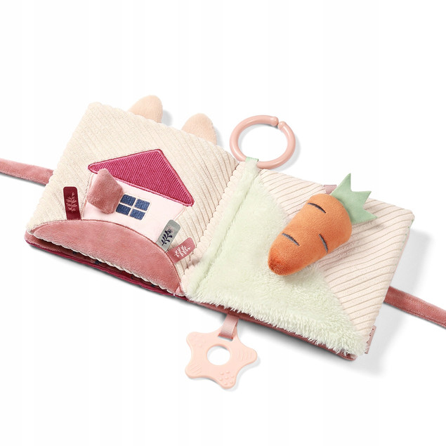 Babyono Książeczka Sensoryczna Miękka Rabbit Karo Gryzak Szeleści Niemowląt