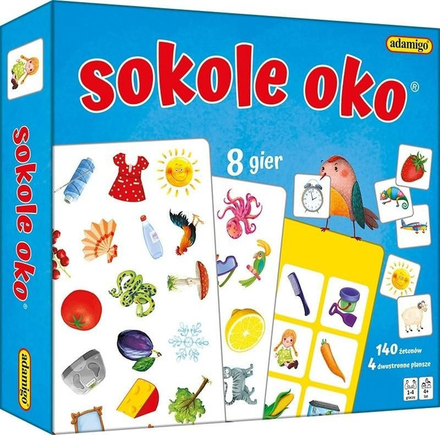 Gra Planszowa Adamigo Sokole Oko Bystre Oczko 8 Gier na Spostrzegawczość