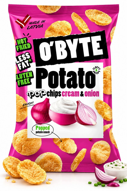 O'BYTE Chipsy Ziemniaczane o Smaku Śmietany i Cebuli 90 g