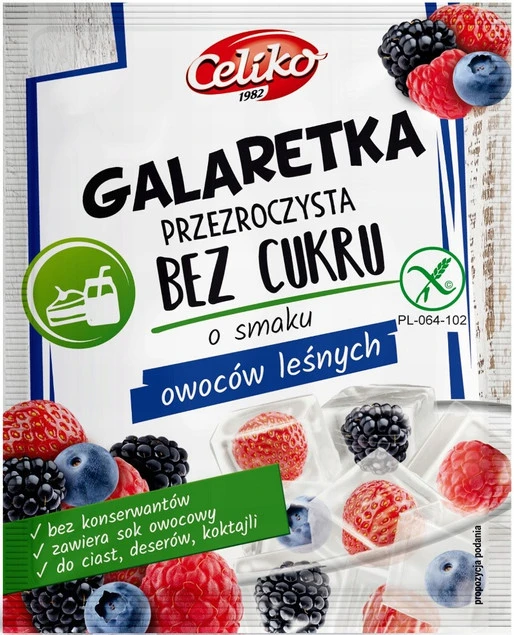 Celiko galaretka bez cukru glutenu przezroczysta owoce leśne 14g_1