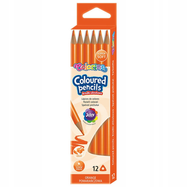 Kredki ołówkowe trójkątne pomarańczowe Colorino Kids 12 sztuk