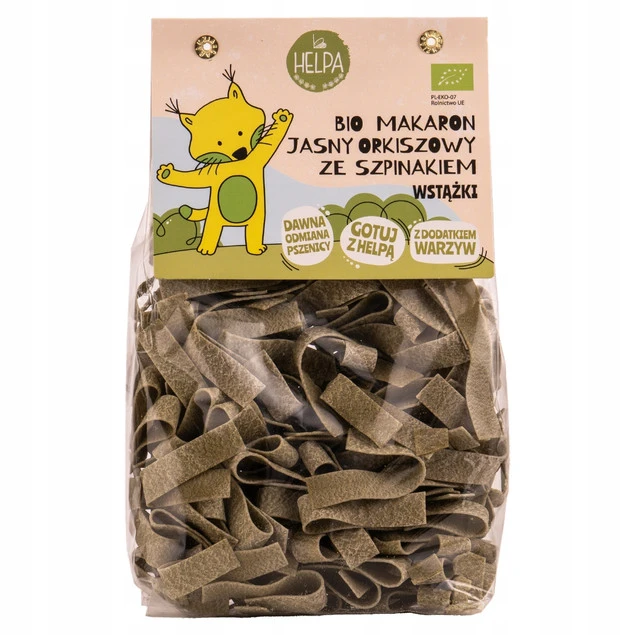 Bio Makaron Jasny Orkiszowy ze Szpinakiem Wstążki 250 g_1