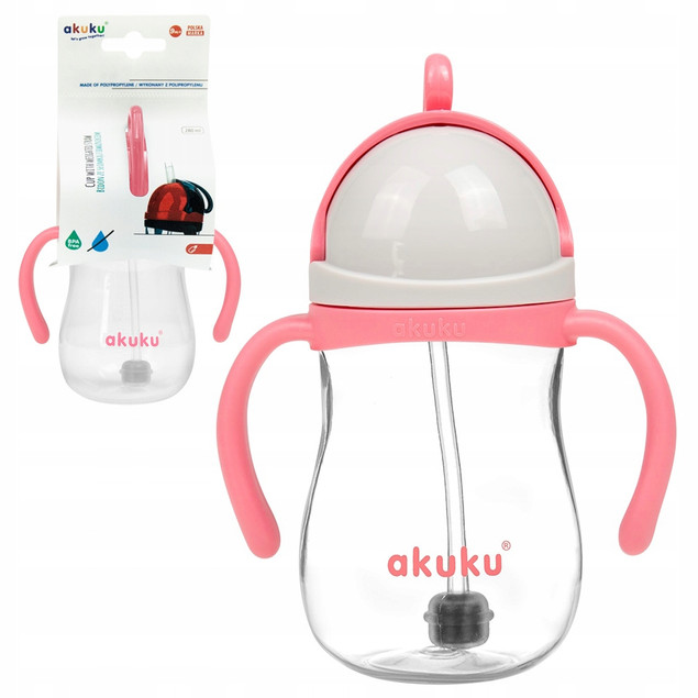 Kubek niekapek Akuku różowy 280ml
