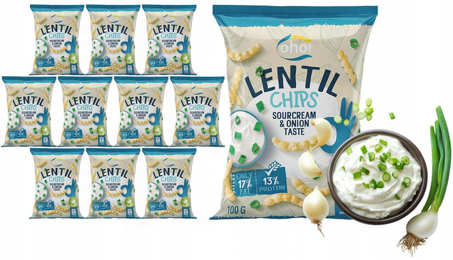 Chipsy z czerwonej soczewicy śmietana cebula 100g