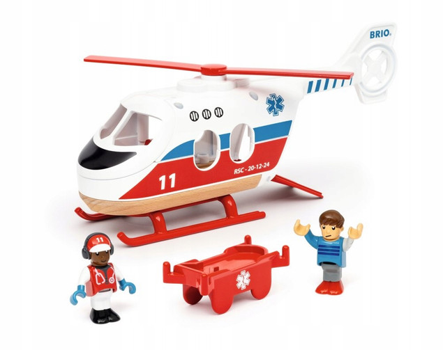 Helikopter ratunkowy Brio wielokolorowy z figurkami i noszami