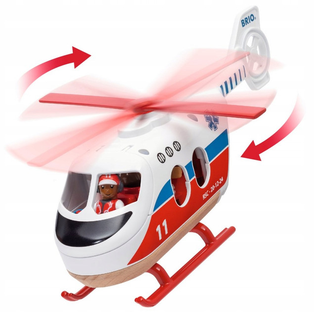 Helikopter ratunkowy Brio wielokolorowy z figurkami i noszami