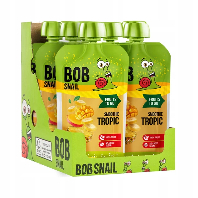 Mus owocowy 100% bez dodatku cukru BOB SNAIL Banan Ananas Mango 10х120 g_2