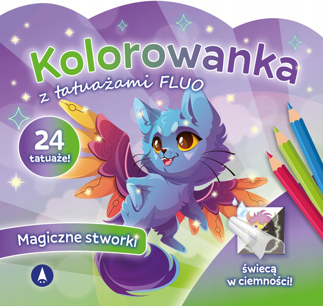 Kolorowanka z tatuażami fluo Magiczne stworki