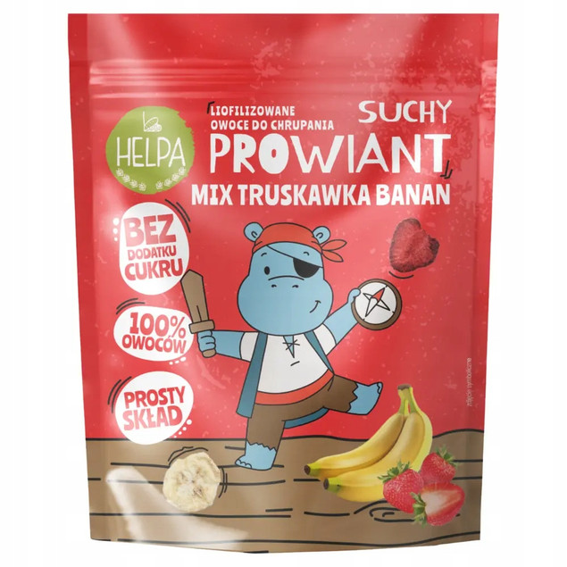 Suchy Prowiant Mix z TRUSKAWKA BANAN Liofilizowane Owoce 20g Helpa