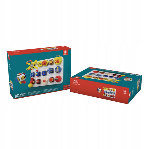 Topbright Drewniana Tablica Manipulacyjna Montessori z Kostką i Wtyczkami 12m+
