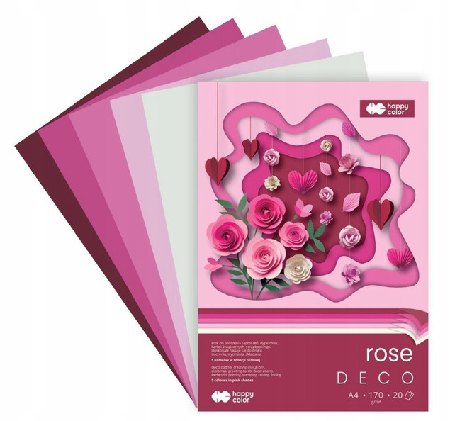 Blok papierów Deco Rose A4 170 g, 20 arkuszy – Happy Color