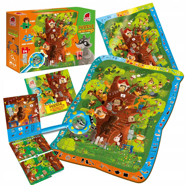 Puzzle Gra Edukacyjna Detektyw FOREST STORY Z Lupą 3+ Roter Kafer