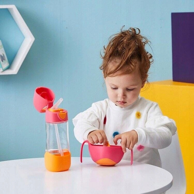 b.box Butelka tritanowa ze słomką Strawberry Shake 450 ml