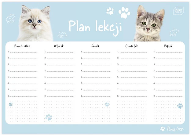 Plan lekcji A4 tygodniowy plan zajęć dla dzieci PUPPY dziewczęcy Interdruk_2