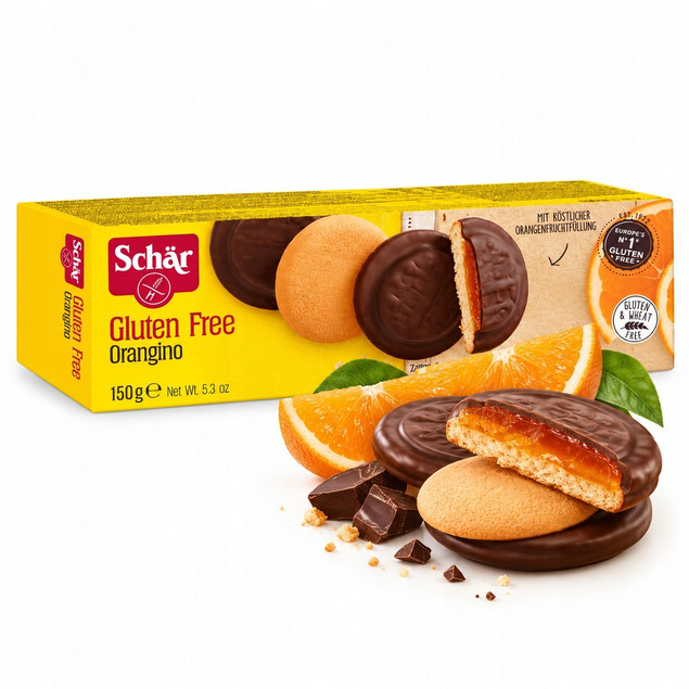 Bezglutenowe biszkopty z galaretką pomarańczową w czekoladzie 150g Schär