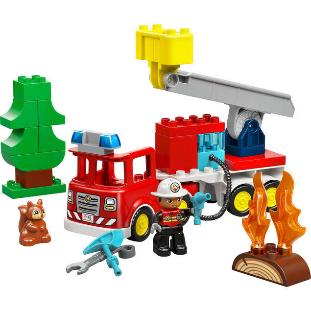 LEGO DUPLO 10473 Wóz strażacki z wężem i strażakiem – 28 elementów dla 2+ lat