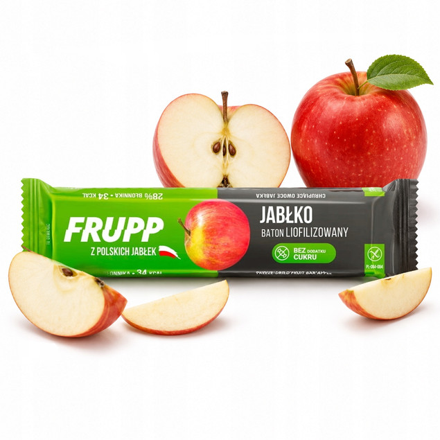 Frupp BATON Liofilizowany JABŁKO Bezglutenowy Przekąska owocowa BEZ CUKRU