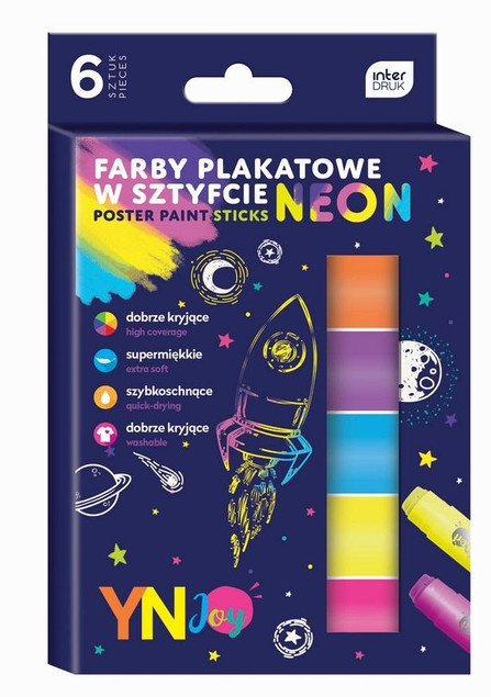 Kredki Żelowe Interdruk 6 szt. Neonowe Wykręcane