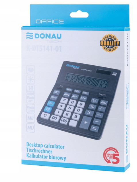 Kalkulator biurowy DONAU Tech OFFICE, 14-cyfrowy, czarny