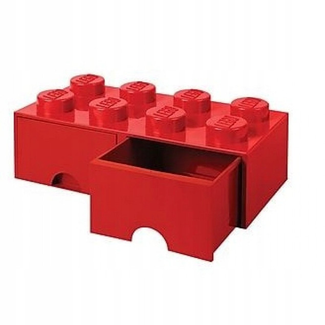 Pojemnik LEGO Czerwony Klocek 8 z 2 Szufladami 50x25x18 cm Organizer na Klocki