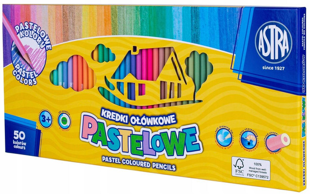 Pastelowe kredki ołówkowe 50 kolorów Astra