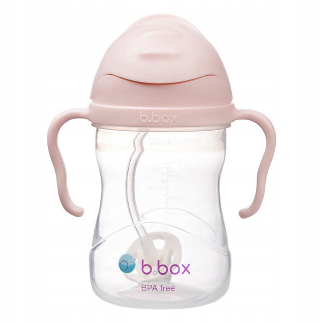 B.BOX Bidon Niekapek z Obciążoną Słomką 240 ml Jasny Różowy 6m+