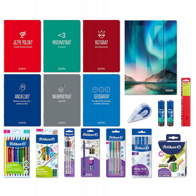 Pelikan Wyprawka szkolna 17 elementów – Zeszyty przedmiotowe