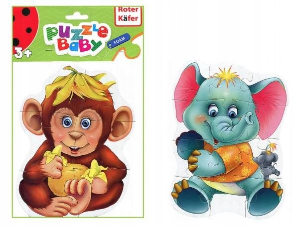 Puzzle Edukacyjne Baby Piankowe Małpka Słonik dla Dzieci 3+