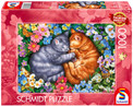 Puzzle 1000 el. Schmidt Aksamitne Łapki Koty i Kwiaty PQ