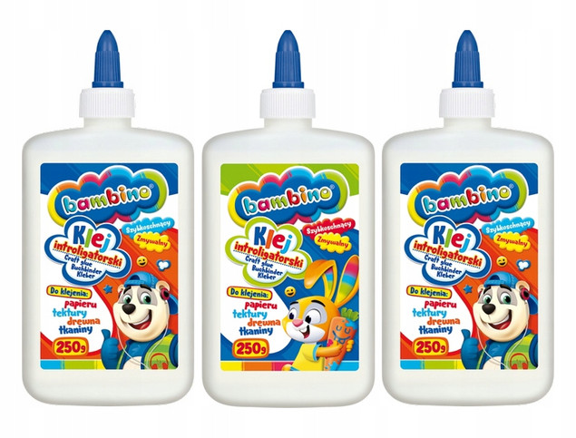 3x Klej INTROLIGATORSKI Szybkoschnący 250ml Bambino