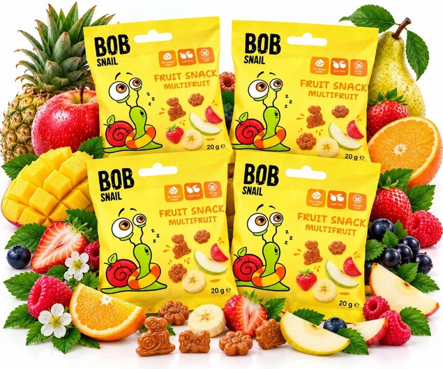 Bob Snail Żelki Owocowe Bez Cukru 20g x4