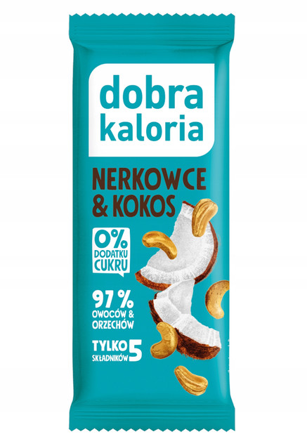 Zdrowy Baton Orzechy Nerkowca i Kokos Bez Dodatku Cukru Dobra Kaloria VEGE