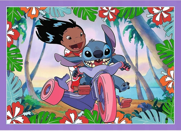 Puzzle 4w1 Układanka STITCH Szalony Dzień Lilo&Stitch Angela 4+ Trefl 34633