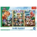 Trefl Puzzle 3x80 el. Psi Patrol, Bohaterowie dinozaurów
