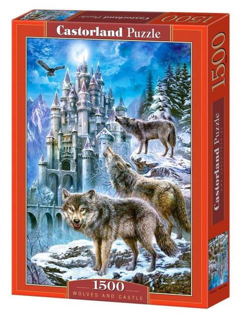 Puzzle 1500 Zamek Zima Zwierzęta WILKI Góry Układanka 9+ Castor