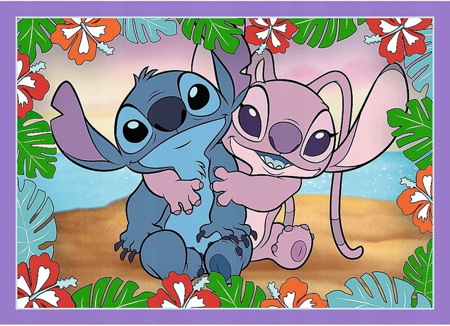 Puzzle 4w1 Układanka STITCH Szalony Dzień Lilo&Stitch Angela 4+ Trefl 34633