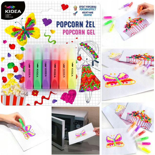 Magiczny Żel POPCORN Pęcznieje 6 Kolorów Zestaw Kreatywny 3+ Kidea