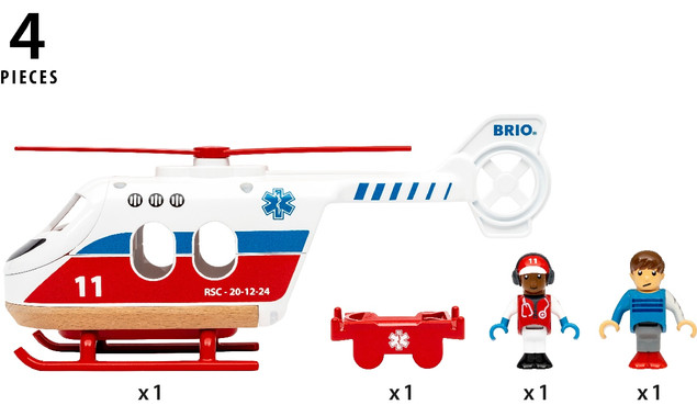 Helikopter ratunkowy Brio wielokolorowy z figurkami i noszami