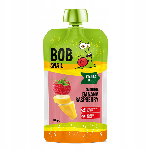Mus owocowy 100% owoców bez dodatku cukru BOB SNAIL Banan Malina 10х120 g