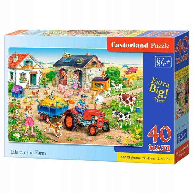 Puzzle 40 Maxi Układanka NA WSI Zwierzęta Farma Kotki Pieski Traktor 4+