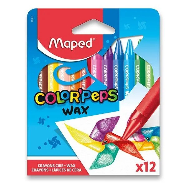 Kredki Świecowe Dla Najmłodszych Color'Peps Wax 12 Kolorów 4+ Maped