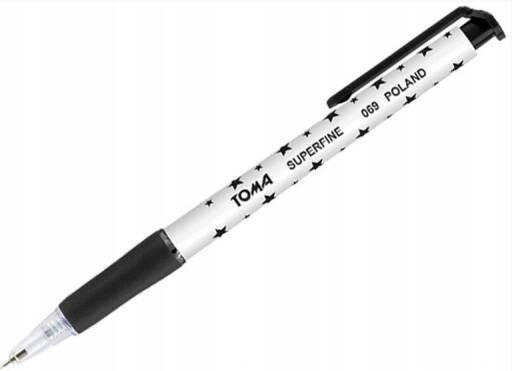 Długopis Biurowy Automatyczny Czarny Superfine W Gwiazdki 0,5mm TOMA x20